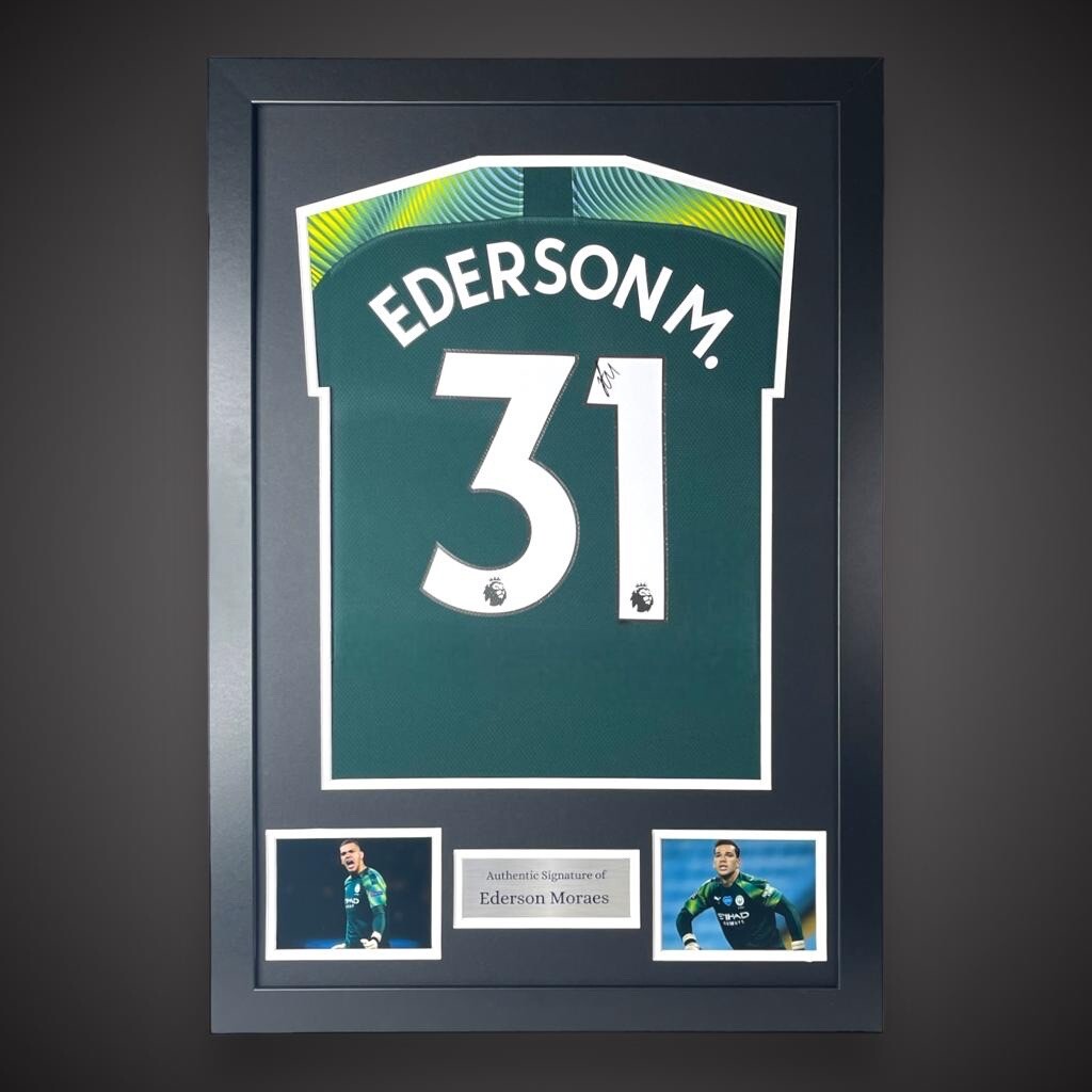 Framed Manchester City Ederson M. Hand Signed Football Shirt £259 With COA0
