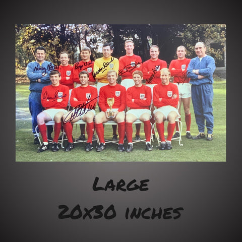 Large 20x30 Inches - England Legends Multi Signed By 8 Players £199 With COA0