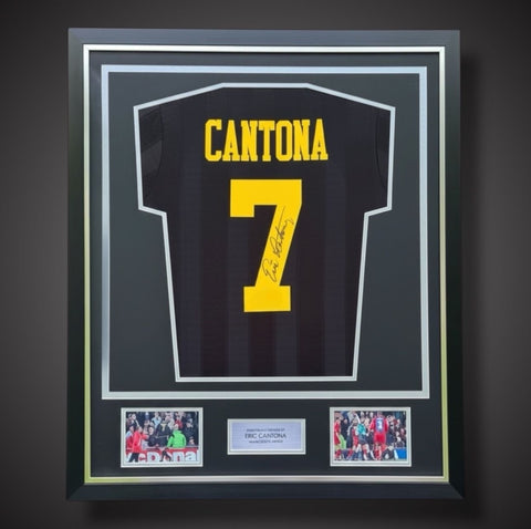 Eric Cantona Hand Signed And Deluxe Framed Manchester United Shirt £3490