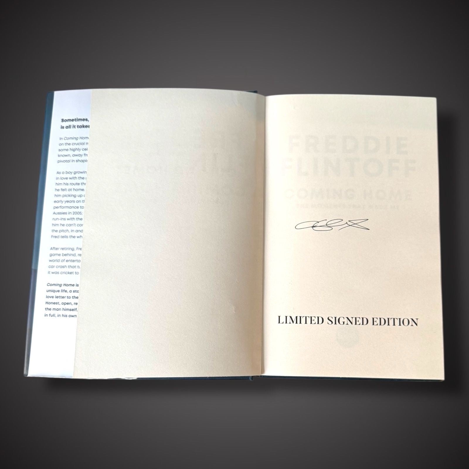 Freddie Flintoff Hand Signed Coming Home  Book £45 With COA 1
