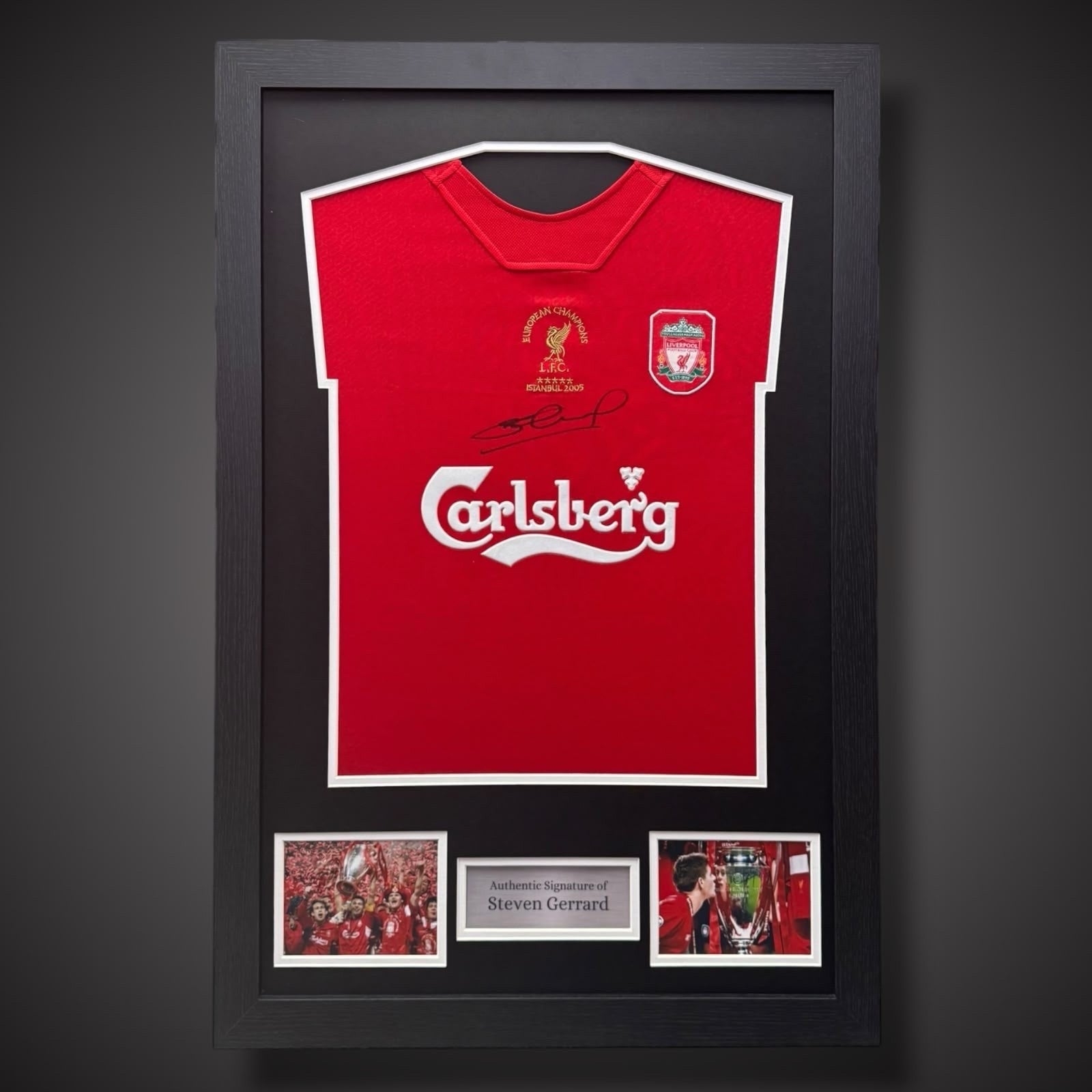 Framed Steven Gerrard 2005 Istanbul Hand Signed Liverpool Shirt With COA £2250