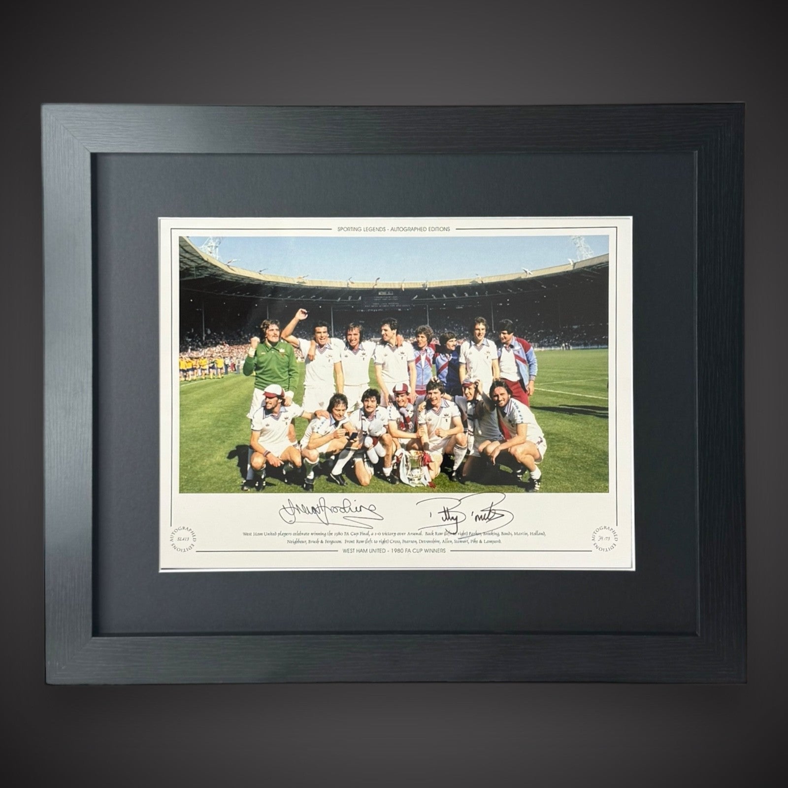 FRAMED West Ham 1980 FA Cup Winners Signed Photo By  Brooking & Bonds £79.990