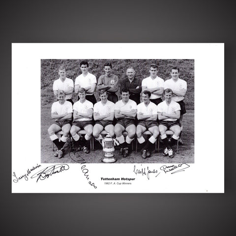 FRAMED Tottenham Hotspur Hand Signed By 5 Team Photo Fa Cup Winners 1962 £551