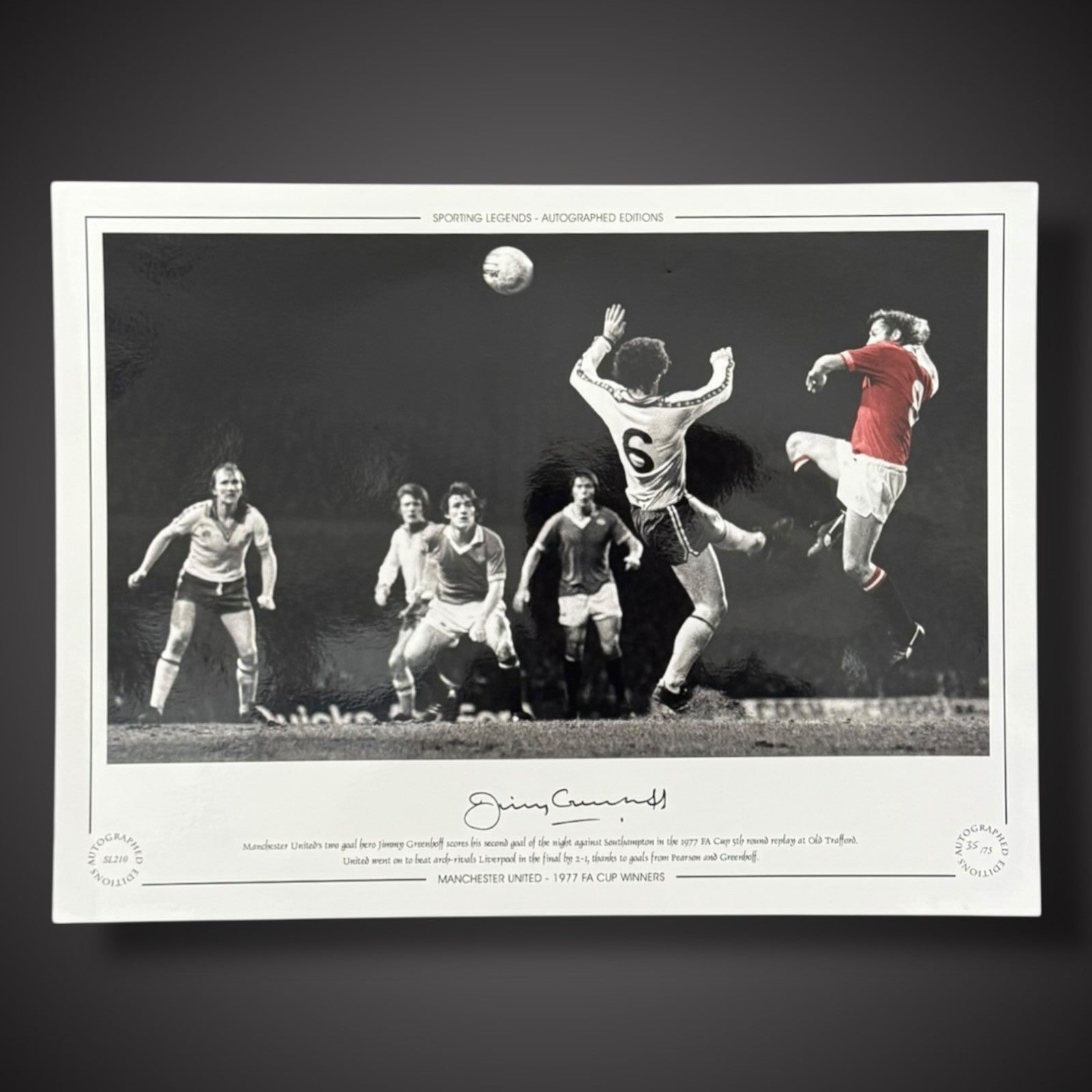 Jimmy Greenhoff Signed Manchester United 1977  Photo £250
