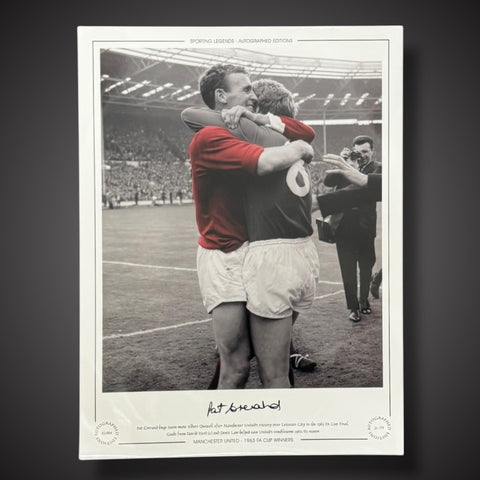 FRAMED Pat Crerand Hand Signed Photo- Manchester United 1963 FA Cup Winners £451