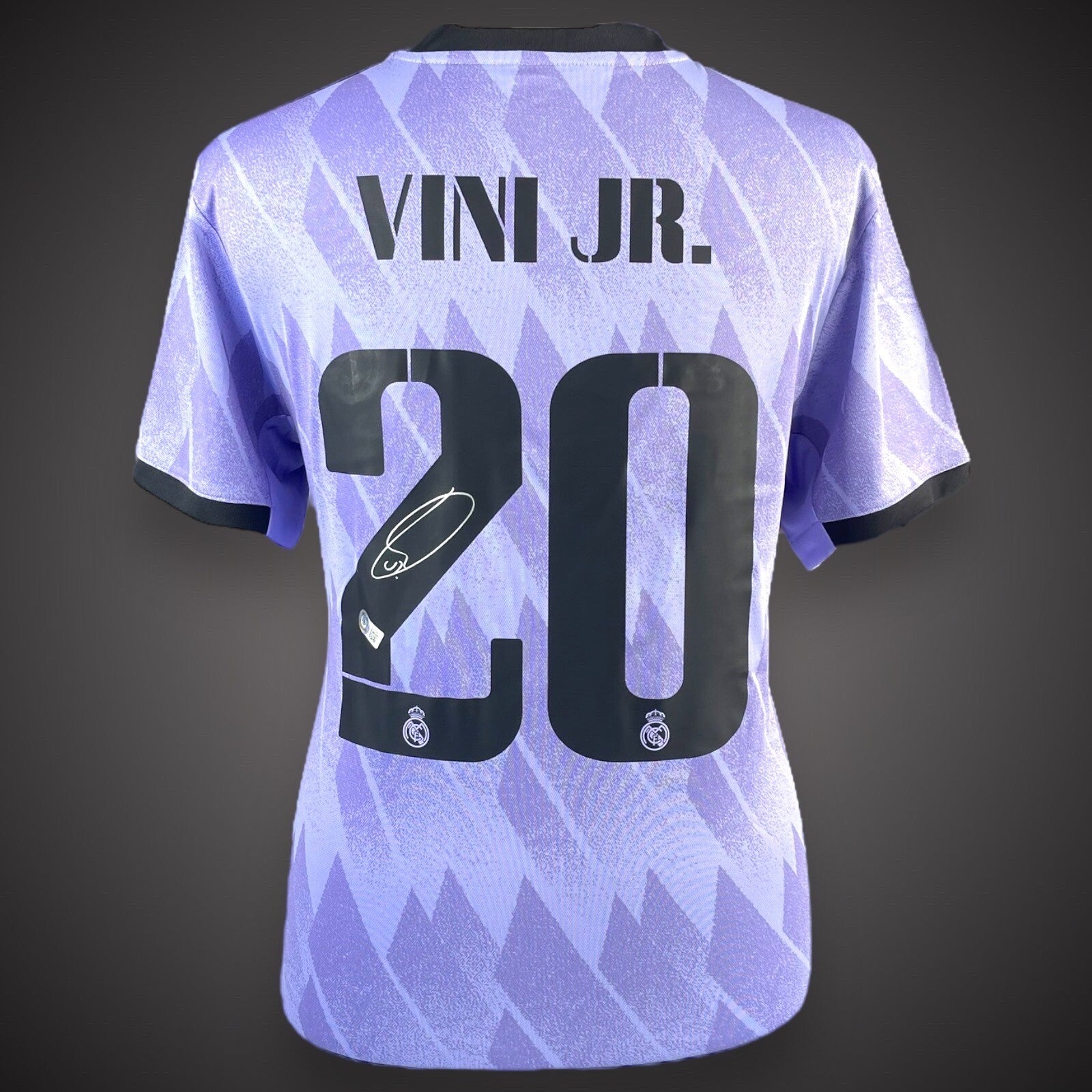 Framed Vinicius ‘Vini’ Jr Signed Real Madrid Shirt :Away, 2022-23 With COA £3991