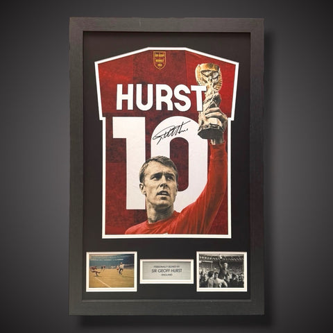 Sir Geoff Hurst Hand Signed England Art Shirt Framed With Coa £2440