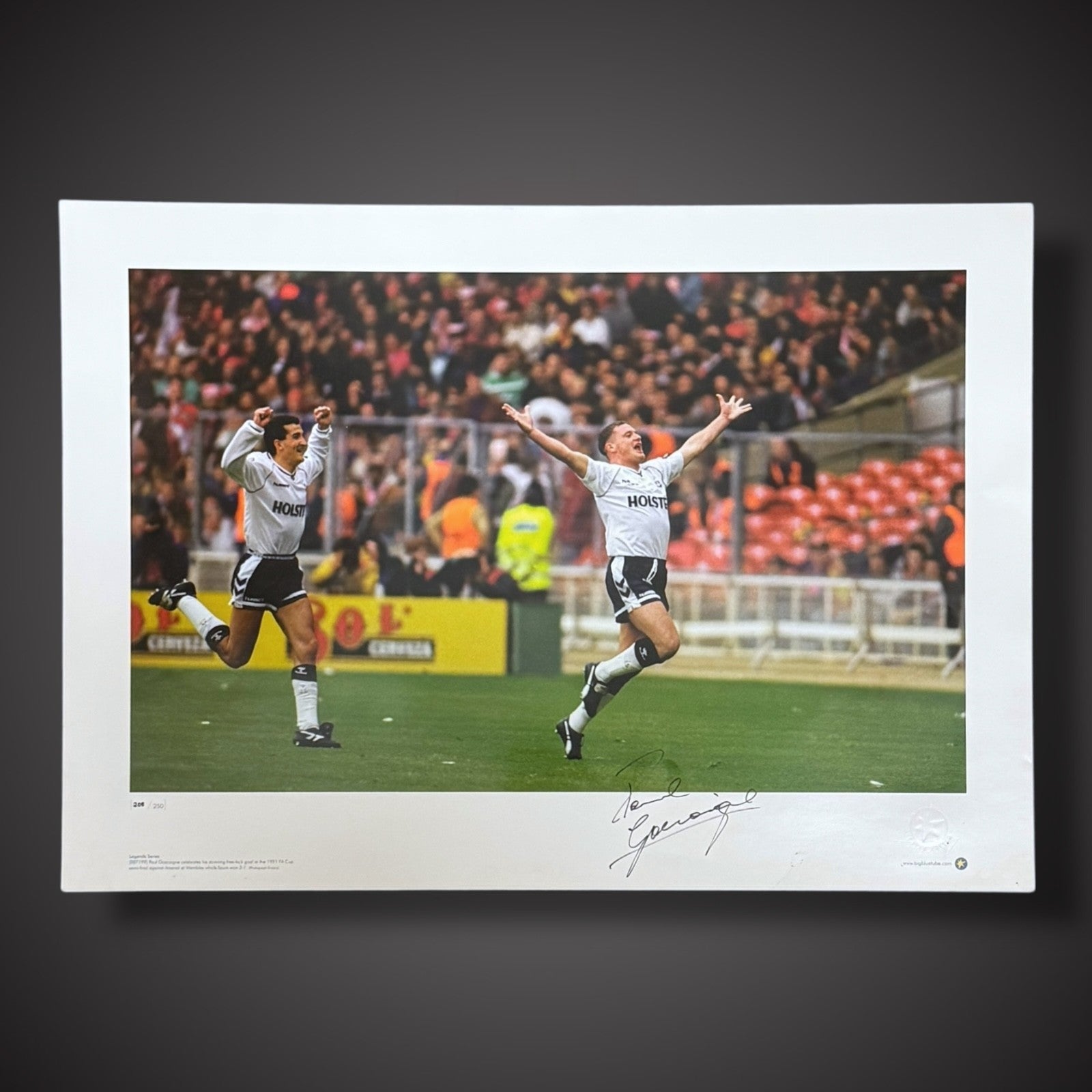 Paul Gascoinge ’ 1991 Celebrating His Stunning Free-kick  Signed photo £45 A20