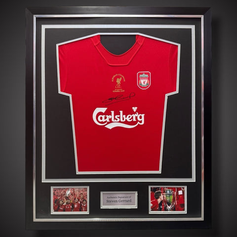 Steven Gerrard 2005 Istanbul Hand Signed Liverpool Shirt Deluxe Framed £2900