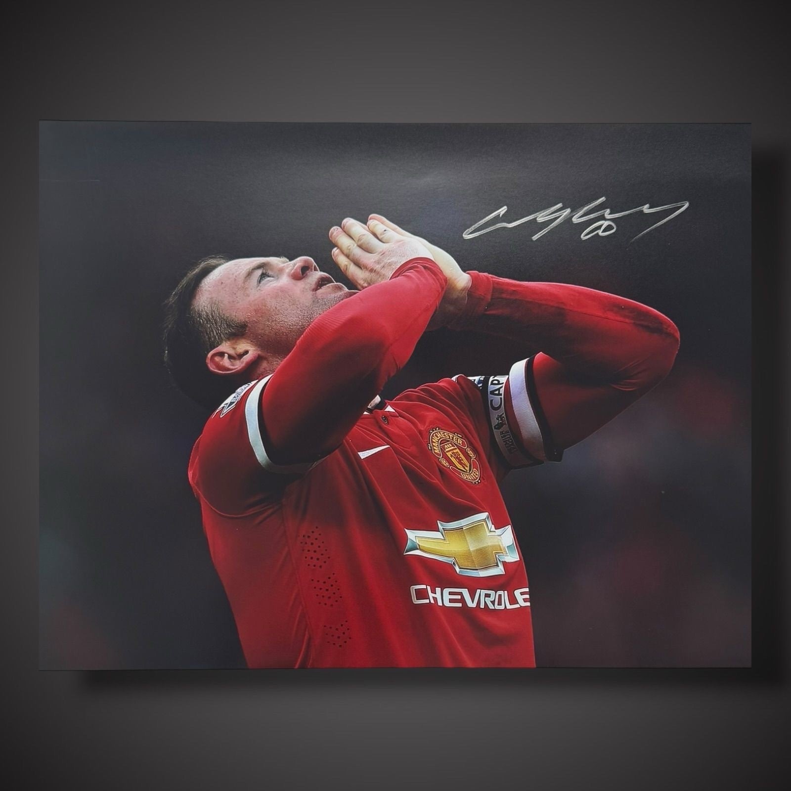 16x12 Inches - Wayne Rooney Manchester United Hand Signed Photo With COA £450
