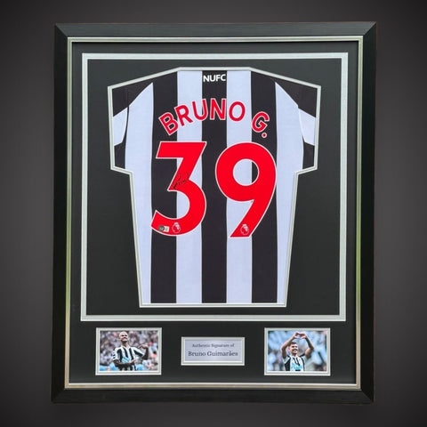 Bruno Guimaraes Signed Newcastle United Deluxe Framed Signed Shirt £3990