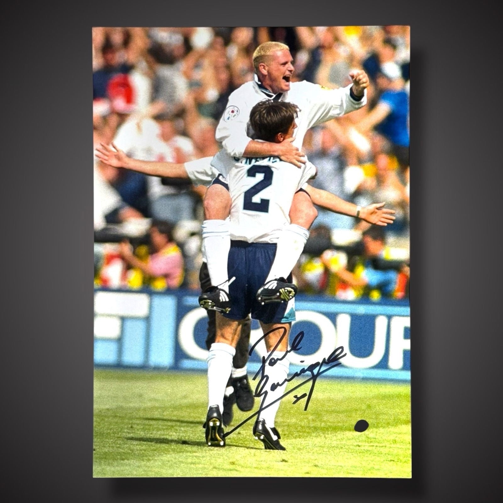 England - Paul Gascoigne Hand Signed Football Photograph £29.99 With COA 12X160