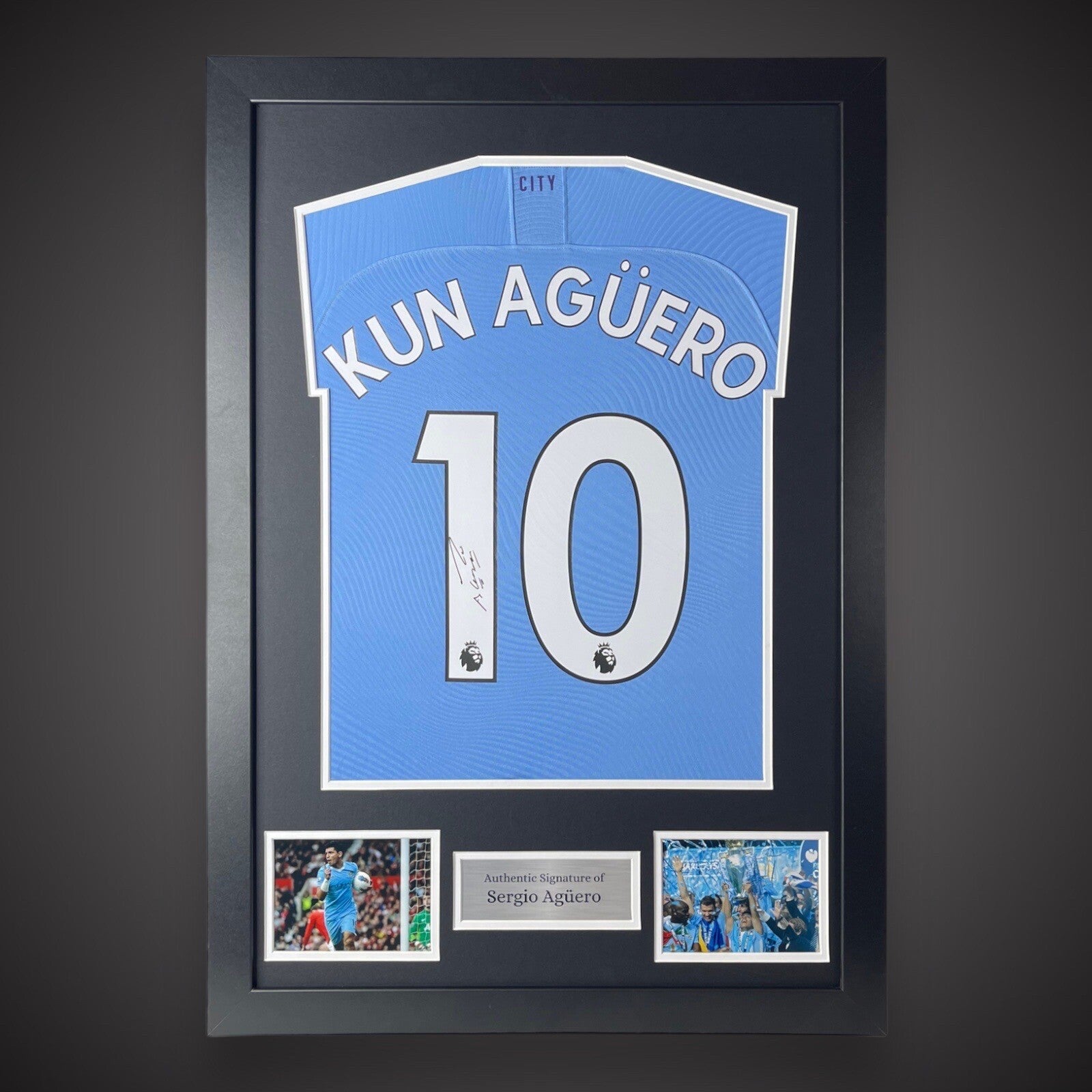 Sergio Aguero Hand Signed And Framed Manchester City Football Shirt £2790