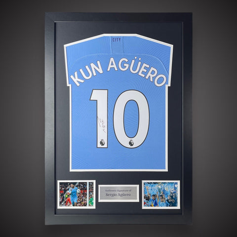Sergio Aguero Hand Signed And Framed Manchester City Football Shirt £2790