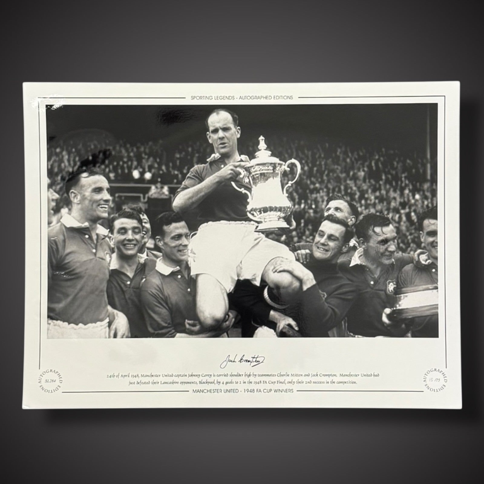 Jack Crompton & Johnny Morris Signed Manchester United Photo - 1948 FA Cup Winne0
