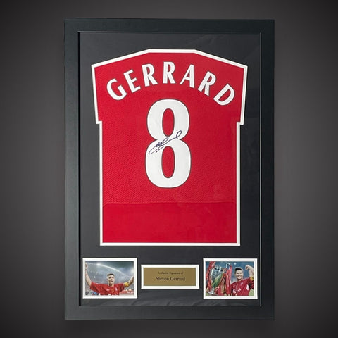 Steven Gerrard Hand Signed And Framed Liverpool Football Shirt £275 With COA0