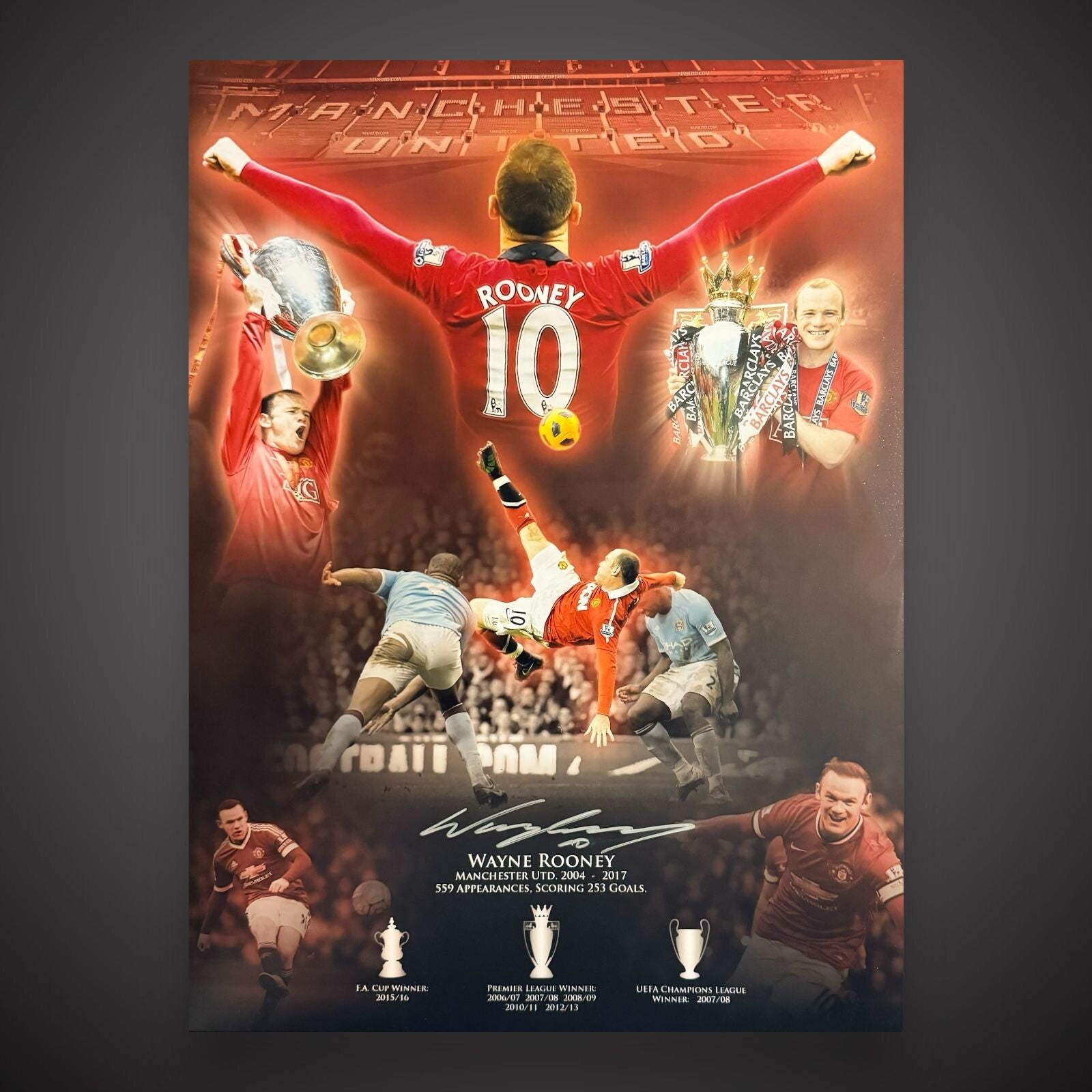 Wayne Rooney Hand Signed Manchester United 16x12 Stats Montage Photo £39.990