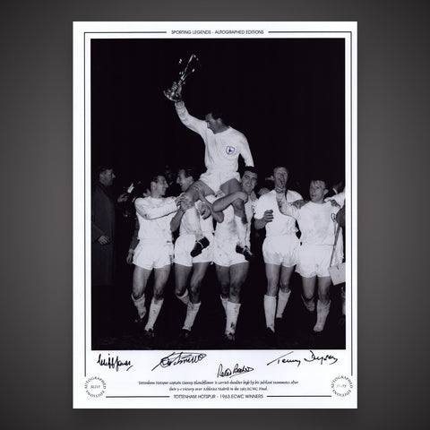 FRAMED Tottenham Hotspur 1963 ECWC Winners Multi Signed By 4 Photo £59.991
