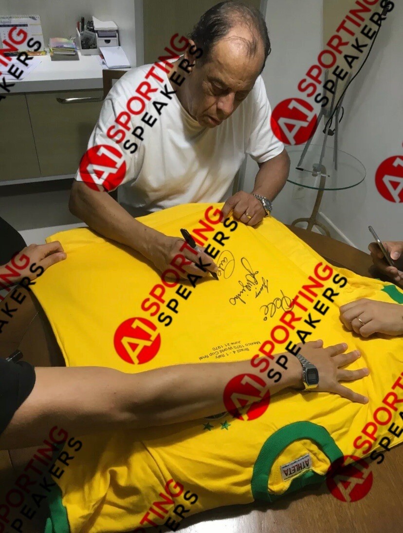 Brazil 1970 Shirt Signed by: PELE, GERSON, JAIRZINHO & CARLOS ALBERTO £10351