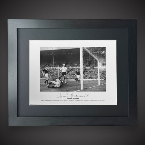 FRAMED Jimmy Greaves 1961 Signed Photo £49 ENGLAND HATTRICK V SCOTLAND COA 16X120