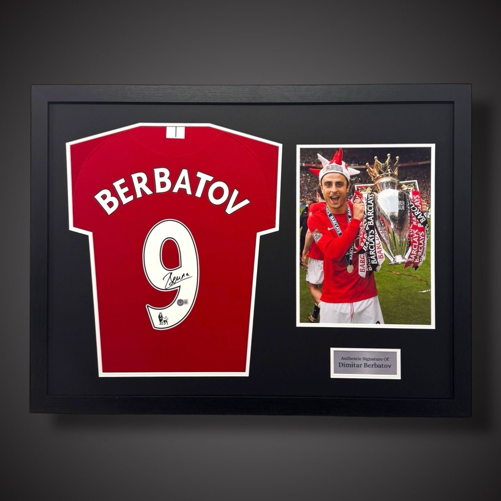 Dimitar Berbatov Hand Signed  Framed Manchester United Football Shirt £3990