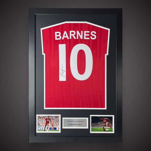 Framed John Barnes Hand Signed Liverpool Number 10 Football Shirt With COA £2590