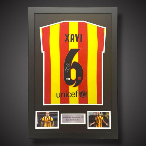 Xavi Hernandez Hand Signed Framed Barcelona Football Shirt 2014/15 £3490