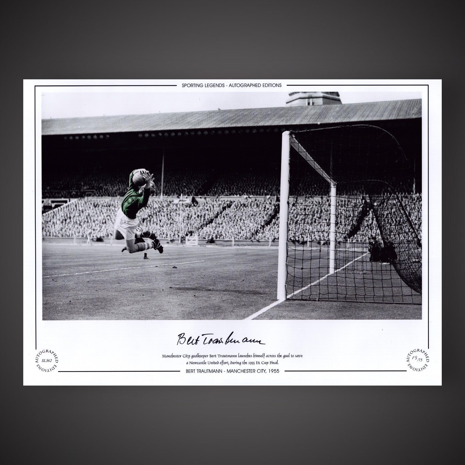 Bert Trautmann Signed Manchester City Photo - 1955 Autograph £250
