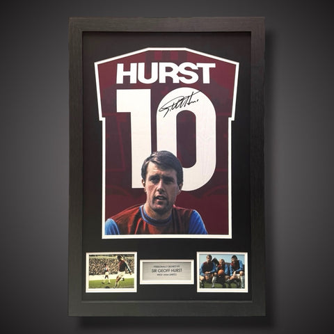 Sir Geoff Hurst Hand Signed West Ham Art Shirt Framed With Coa £2440