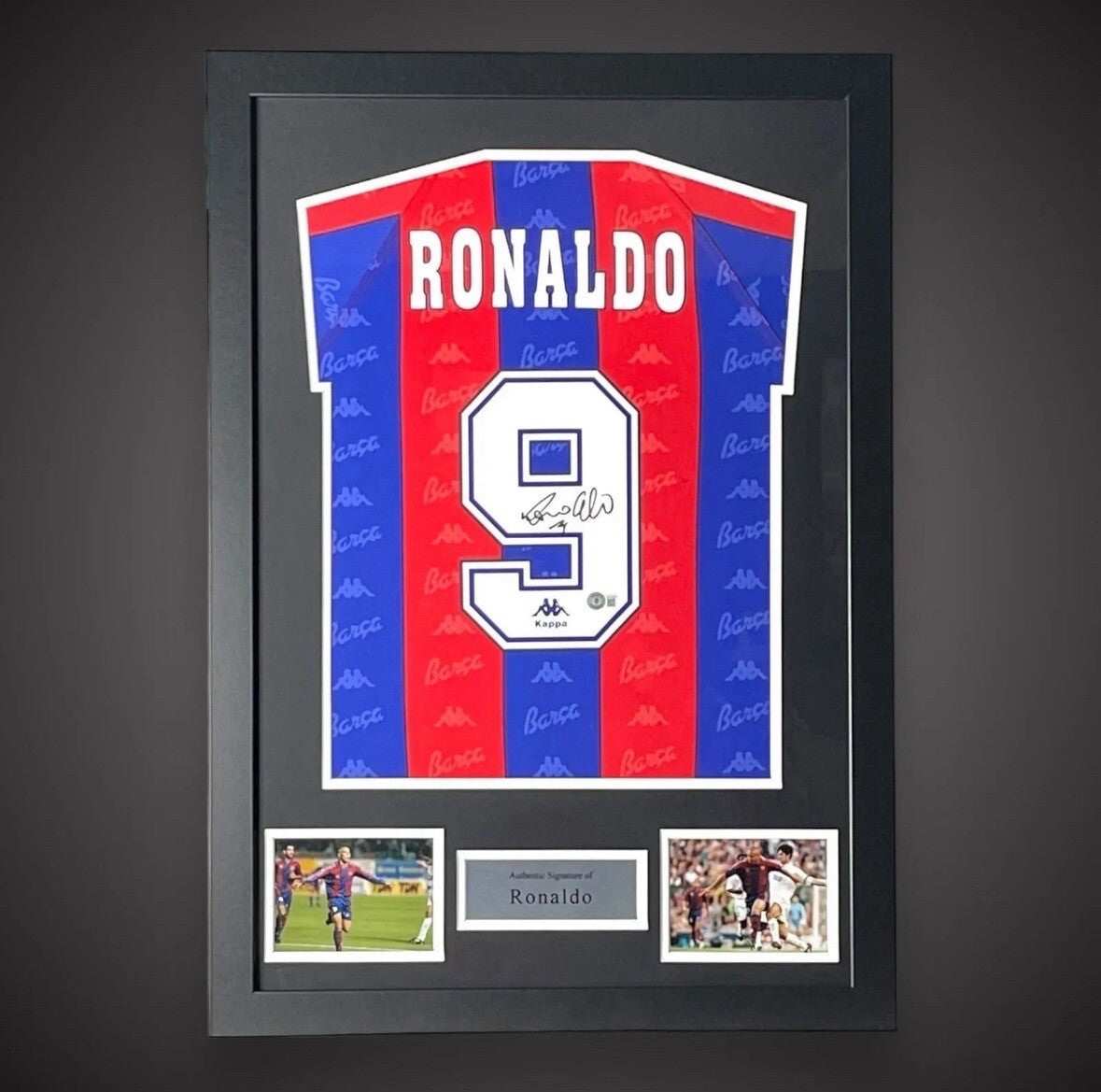 Ronaldo Nazario R9 Signed Framed Barcelona Shirt New For 2023. COA Beckett £5000