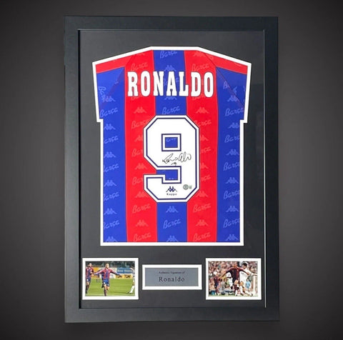 Ronaldo Nazario R9 Signed Framed Barcelona Shirt New For 2023. COA Beckett £5000