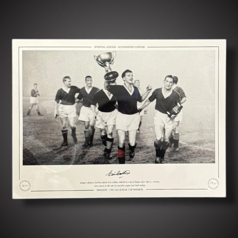 FRAMED Eric Caldow Signed Rangers Photo - 1961-62 League Cup Winners £451