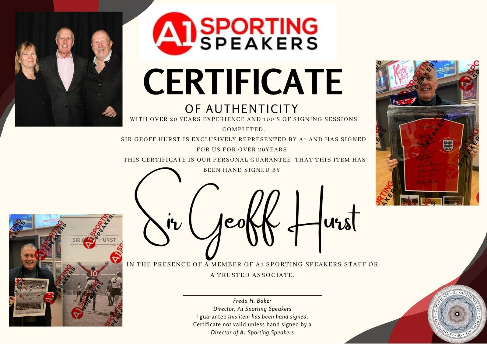 SIR GEOFF HURST SIGNED ENGLAND 66 FINAL 3 GOAL MONTAGE PHOTO  £251