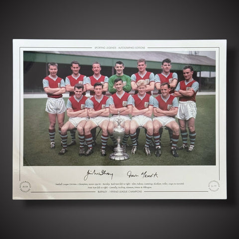 Framed Jimmy McIlroy& Trevor Meredith Signed Burnley Photo 1959/601