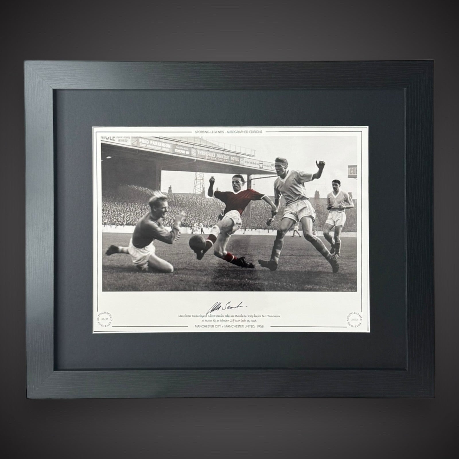 FRAMED Albert Scanlon Manchester City V Manchester United Signed Photo0