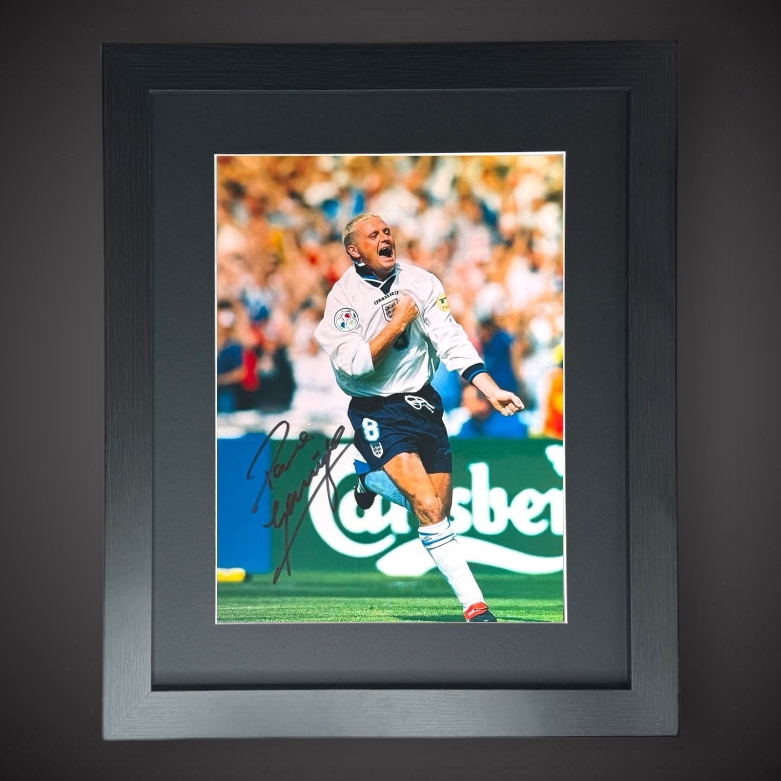 Framed England - Paul Gascoigne Hand Signed Football Photo With COA £49.99 16X200