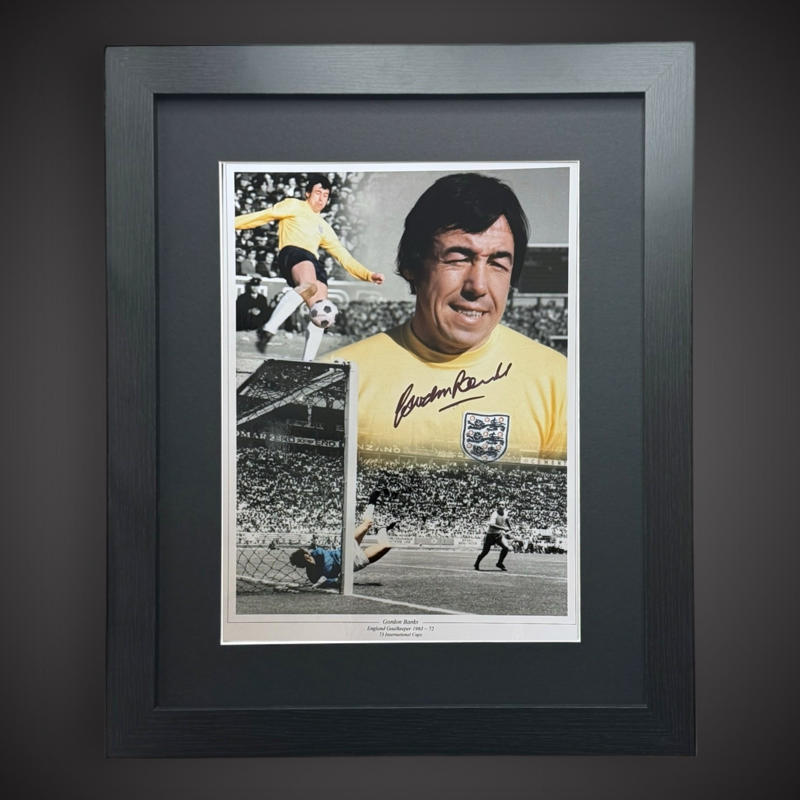 Framed Gordon Banks Hand Signed  England Montage Print  £44.990