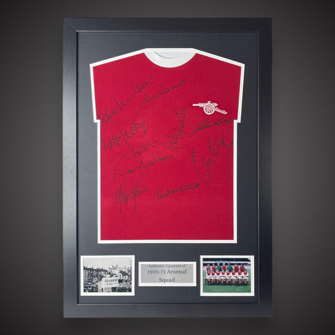 Framed Arsenal 1971 official retro shirt signed by 10 Double winners £3490