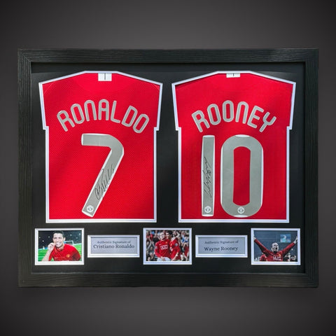 Cristiano Ronaldo & Wayne Rooney Manchester Utd Framed Signed 2007 Shirts £8490
