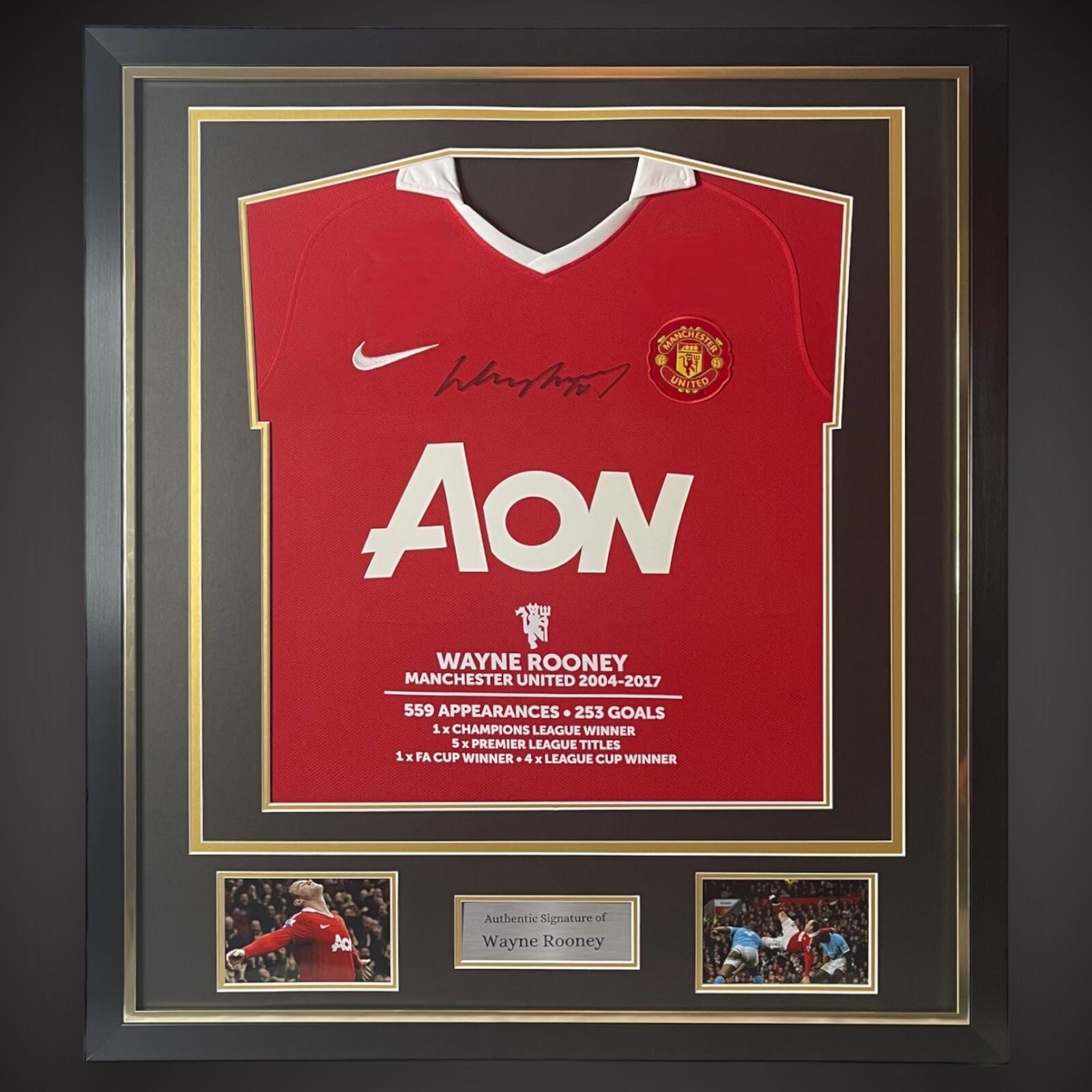Framed Wayne Rooney Manchester United Stats Hand Signed Shirt £285 With COA0