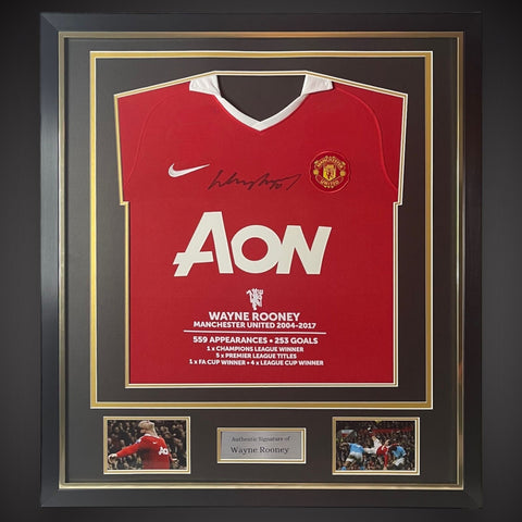 Framed Wayne Rooney Manchester United Stats Hand Signed Shirt £285 With COA0