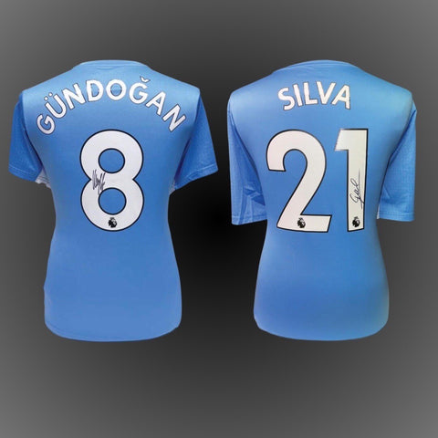 Manchester City Silva & Gundogan 2 Signed Shirts 1 Great Deal £349 With COA0