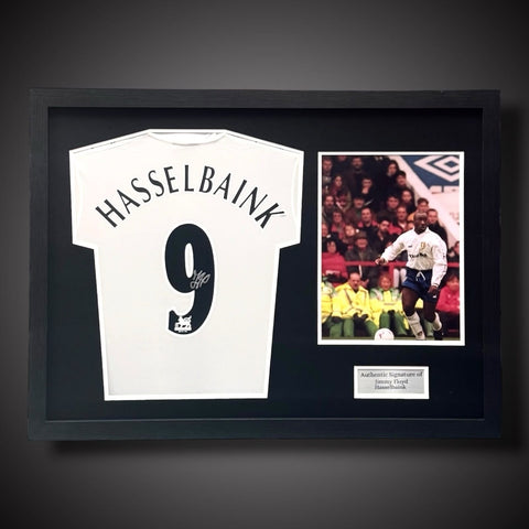 Jimmy Floyd Hasselbaink  Signed Leeds United Football Shirt  £349 Pano Framed0