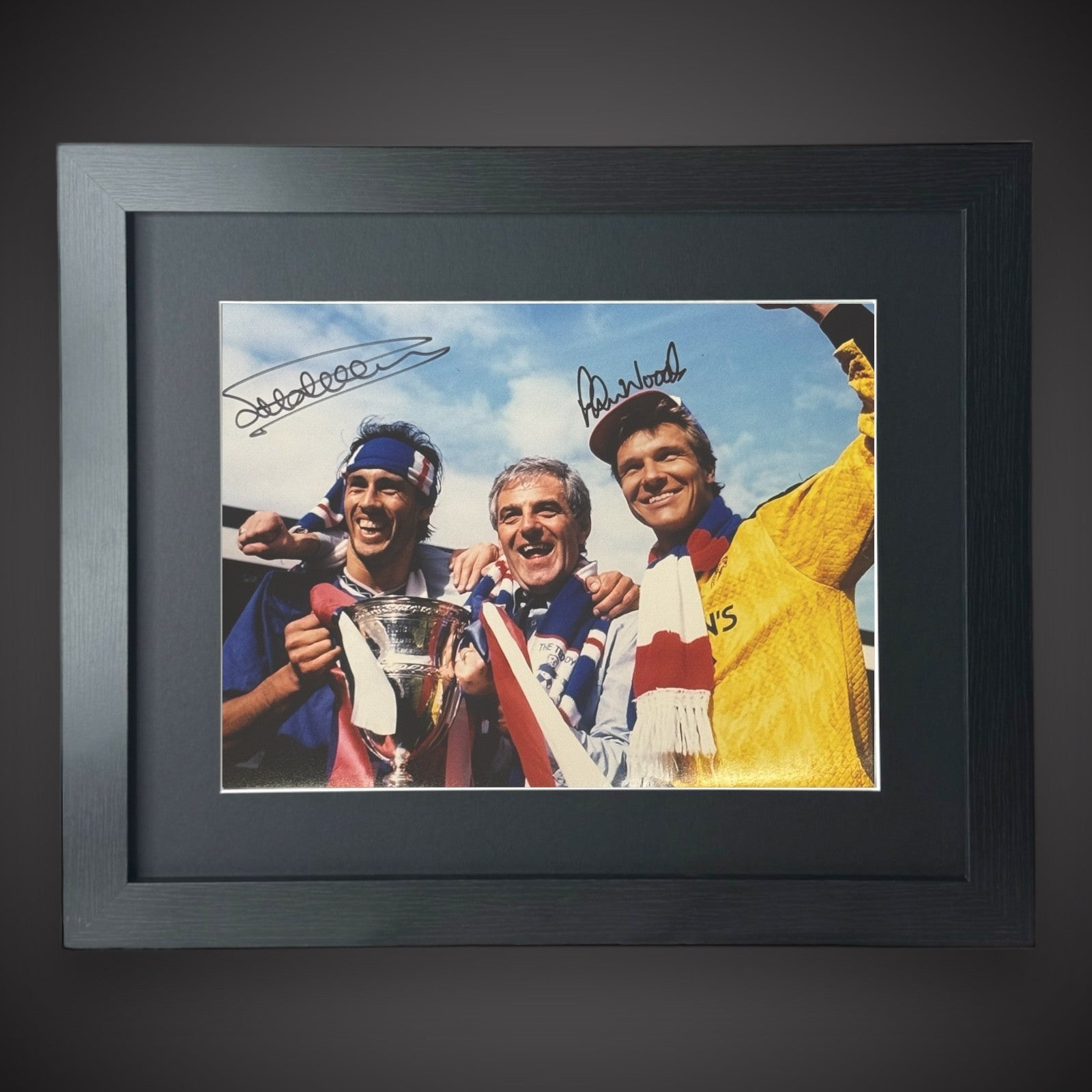 Framed Mark Hateley & Chris Woods Dual Signed 16x12 Rangers Photo £50 16X200