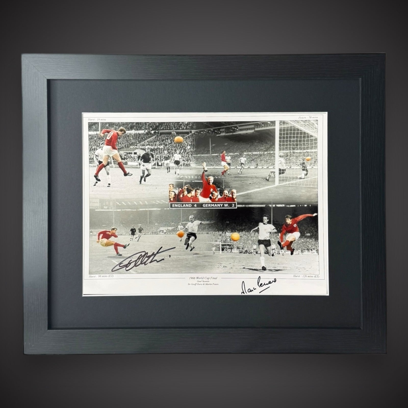 FRAMED Sir Geoff Hurst & Martin Peters Hand Signed 1966 World Cup Final Photo0