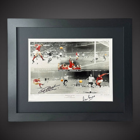 FRAMED Sir Geoff Hurst & Martin Peters Hand Signed 1966 World Cup Final Photo0