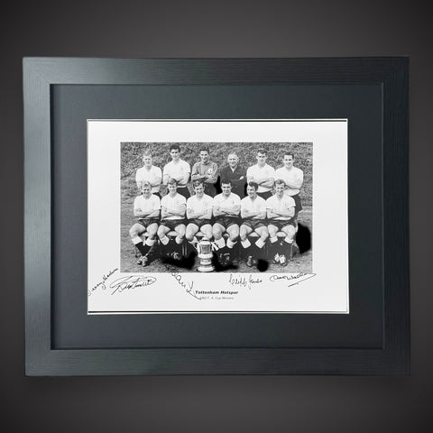 FRAMED Tottenham Hotspur Hand Signed By 5 Team Photo Fa Cup Winners 1962 £550
