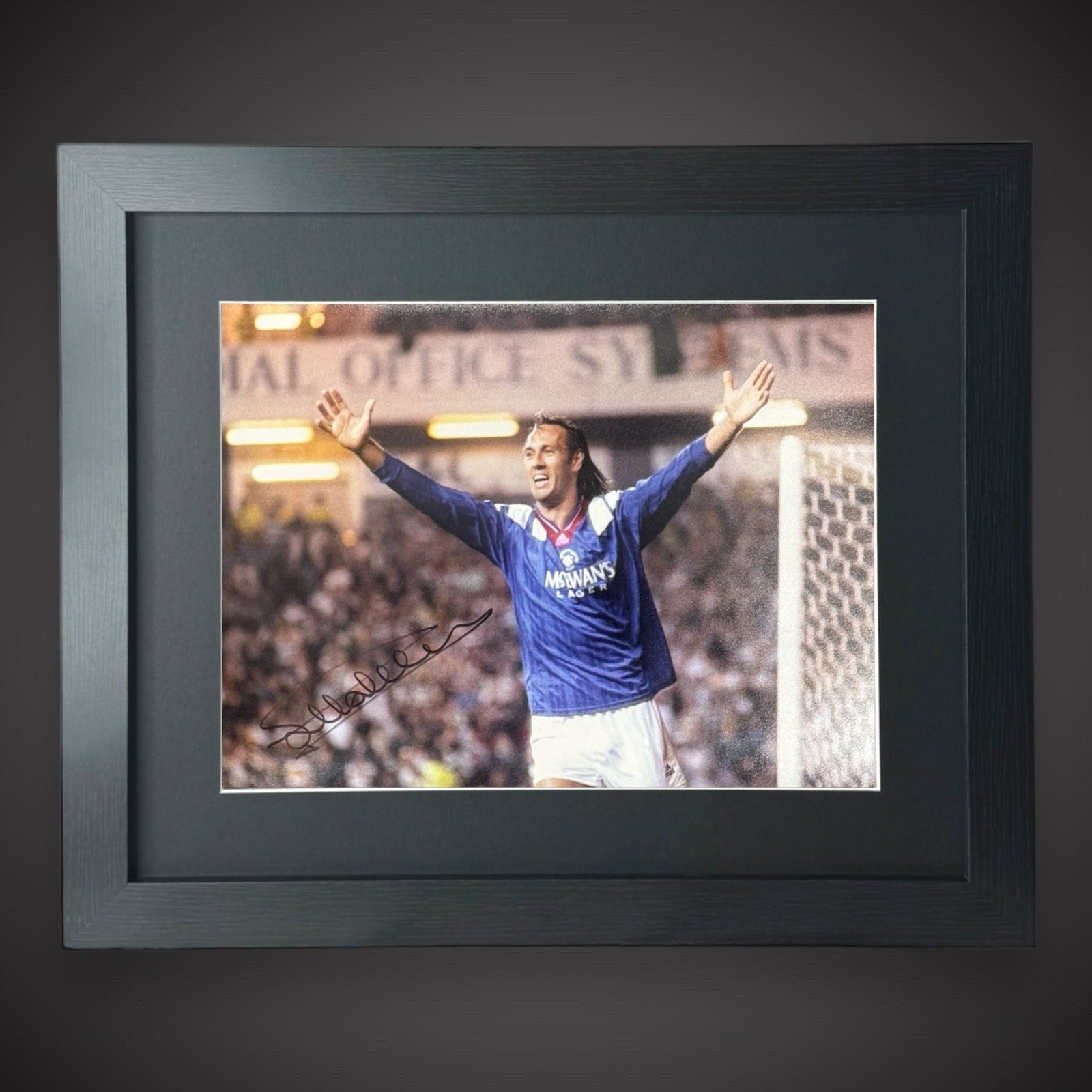 FRAMED Mark Hateley Hand Signed 16x12 Rangers Photo £450