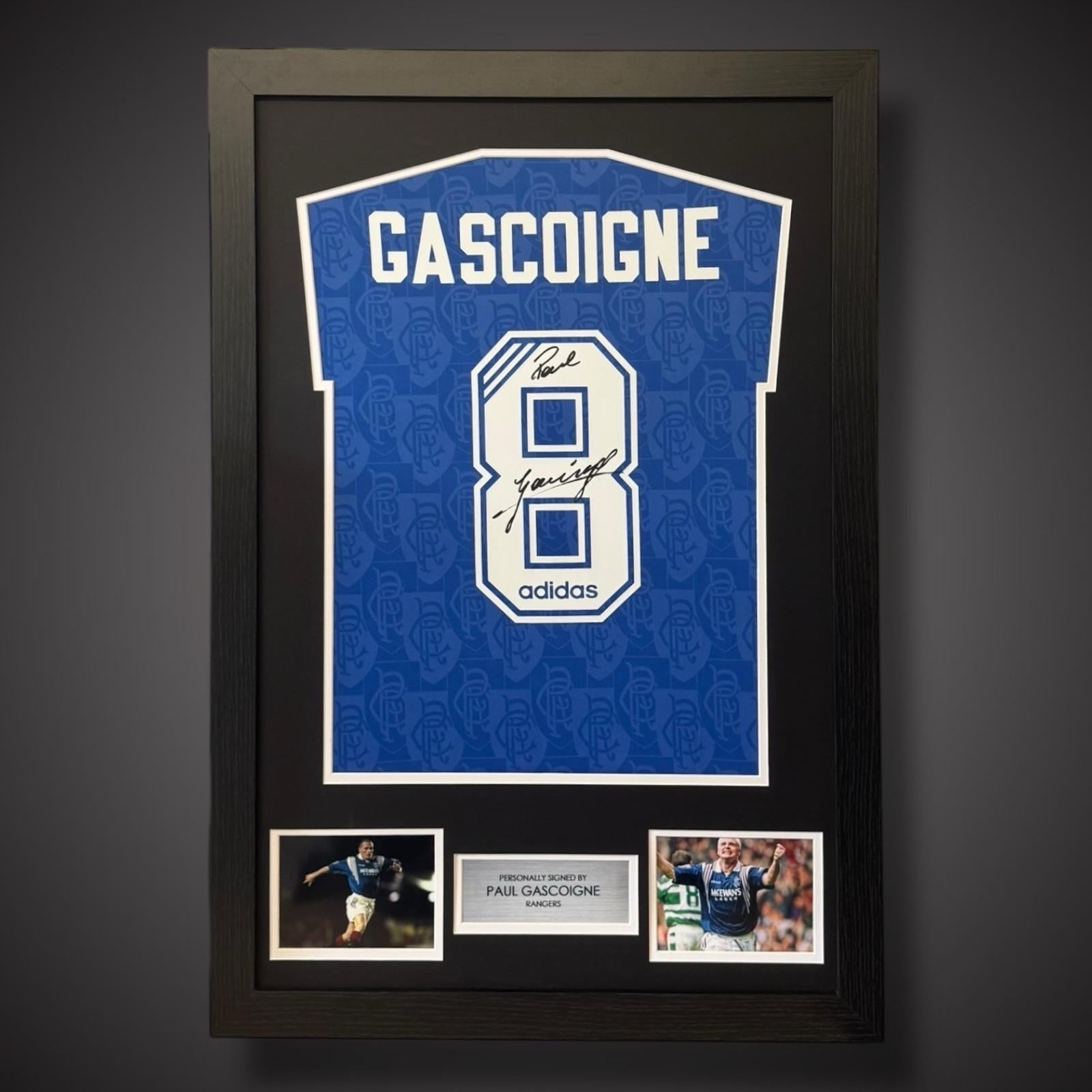 Paul Gascoigne Hand Signed And Framed Rangers Football Shirt £1990