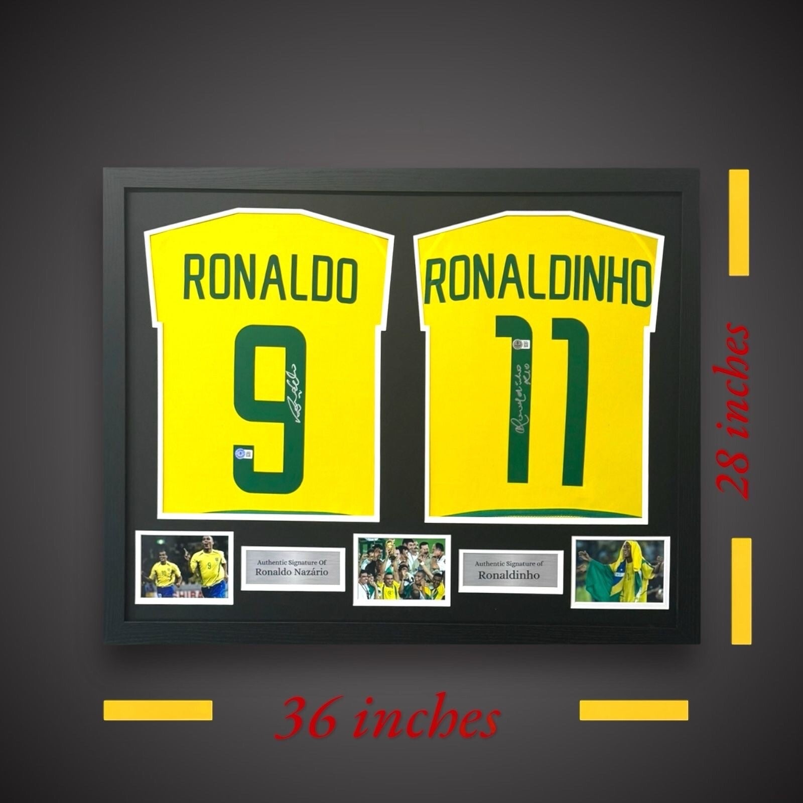 Ronaldo And Ronaldinho Hand Signed Brazil Shirts Dual Framed £899 With COA1
